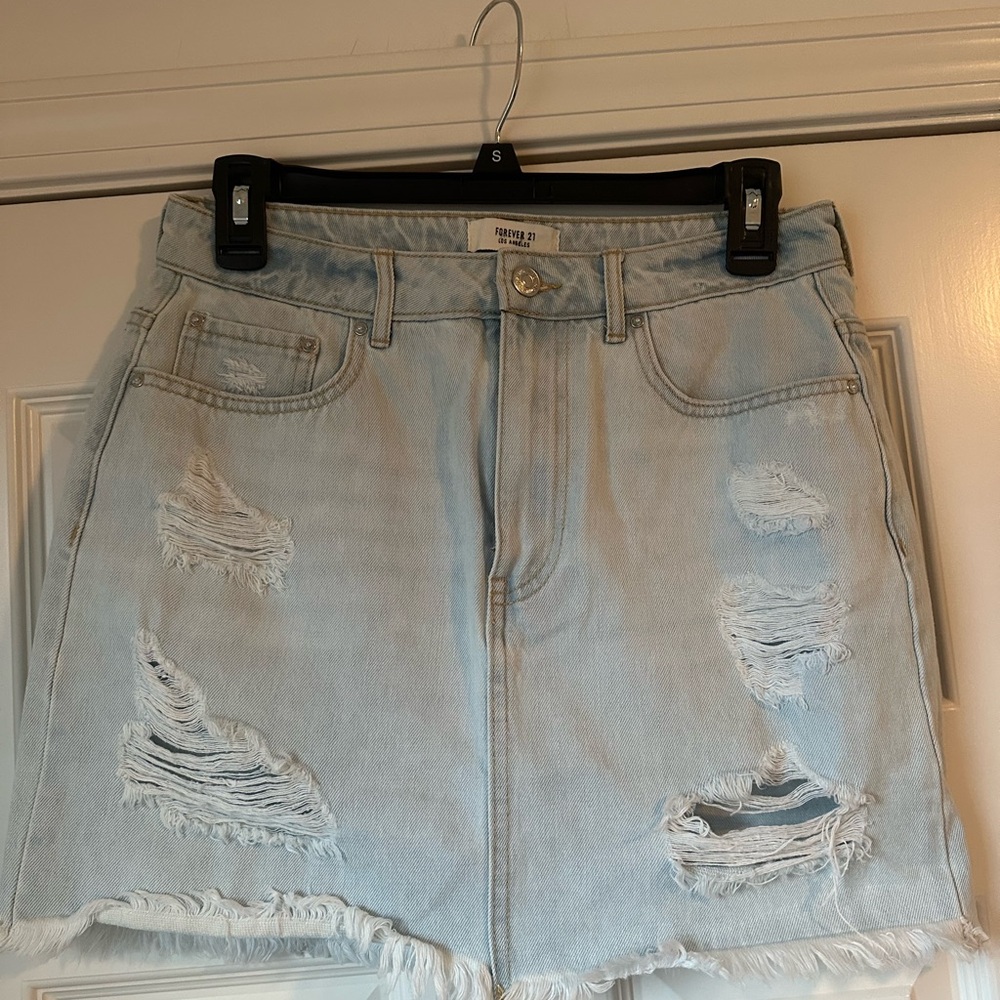 Women's Light Blue Distressed Denim Shorts